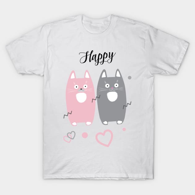 Gifts & Clothing Collection with Cute Cats animals, Pink & Grey Lovely Little Kittens, decoration. Love, Birthday, Anniversary - Gifts T-Shirt by sofiartmedia
